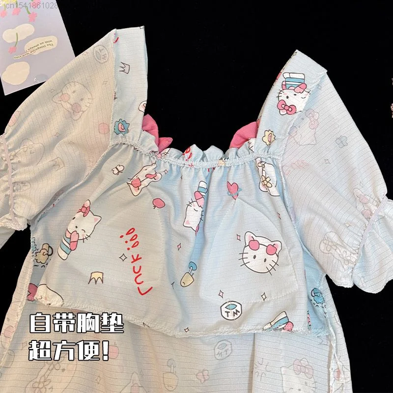 Милая пижама Hello Kitty летняя новая Пижама с коротким рукавом для женщин женская
