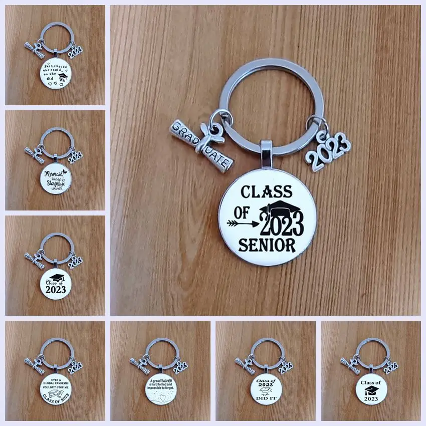 2023 Graduation Gift Dome Glass Keychain Graduation Ideas for Students Son Daughter Junior College High School Jewelry