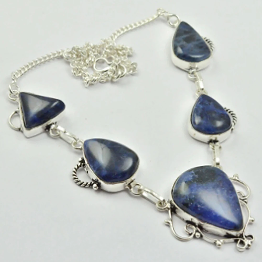 

Sodolite Necklace Silverss Overlay over Copper, 48.5cm , N2796