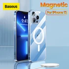 Магнитный чехол Baseus для iPhone 13 Pro Max 2021, поддержка беспроводной зарядки, задняя крышка, прозрачный защитный Магнитный чехол