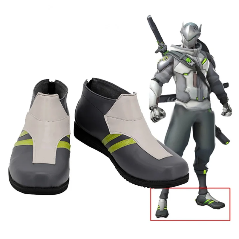 

OW Shimada Genji Cosplay Shoes Boots Halloween Costumes Accessory Custom Made For Adult Men Male Xmass