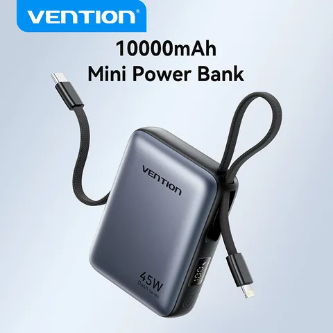 Power Bank Vention 10000 мАч, 45 Вт, быстрая зарядка, встроенное портативное зарядное устройство C & L для iPhone, Samsung Galaxy, внешний аккумулятор Powerbank