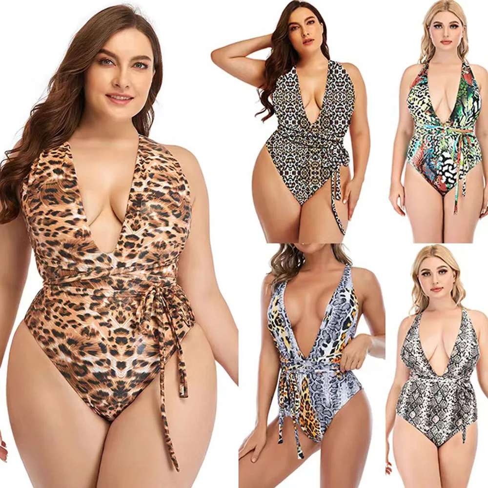 

Sexy Serpentine Leopard Print Swimsuit 2022New Swimwear Women One Piece Bathing Suit Large Female Push Up Monokini Swimming Suit