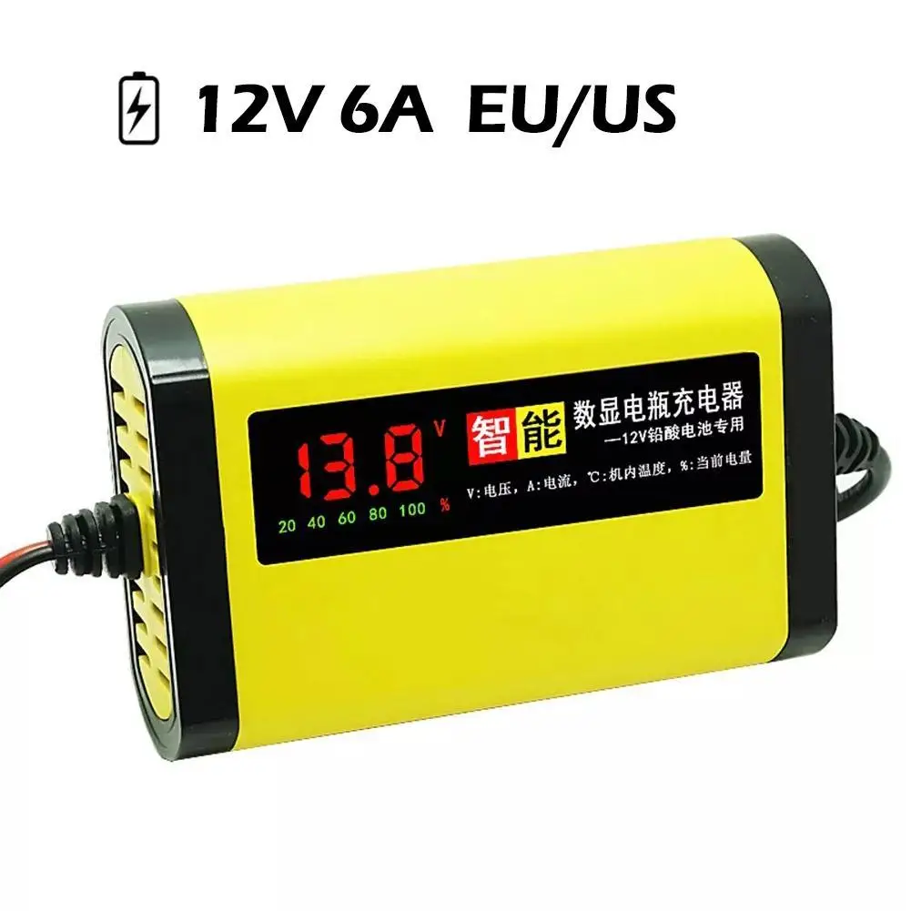 

12V 2A Car Motorcycle Battery Charger LED Display 220V Motor Car Small Battery Charge Device Power Puls Repair US/EU Plug