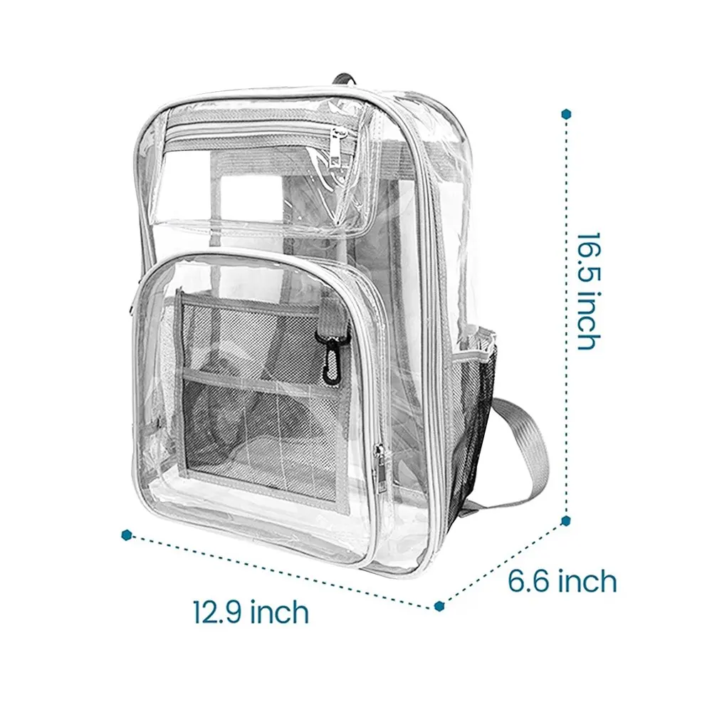 Clear Backpack Heavy Duty Transparent Student Bookbag Stadium Approved See Through PVC School Bag for Kids Adults