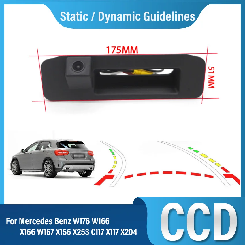 

Trunk Handle Rear View Camera Waterproof For Mercedes Benz W176 W166 X166 W167 X156 X253 C117 X117 X204 Trajectory Tracks Line