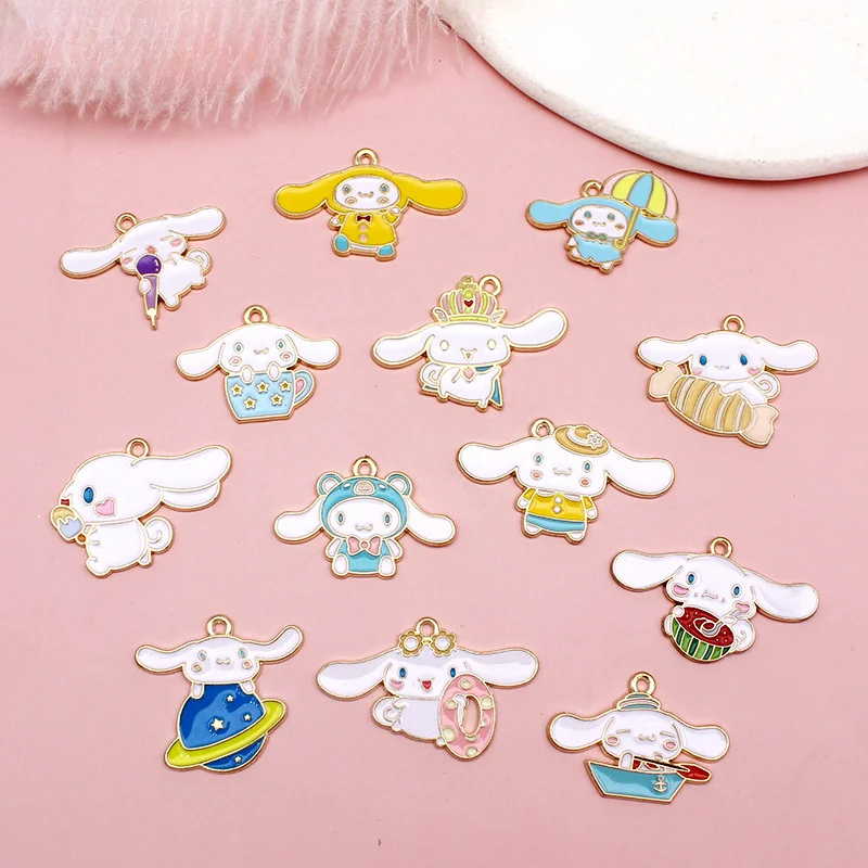 

10PCS Sanrio Cinnamoroll Cute Cartoon DIY Accessories Bag Hanging Earrings Hair Accessories Necklace Pendant Handmade Material
