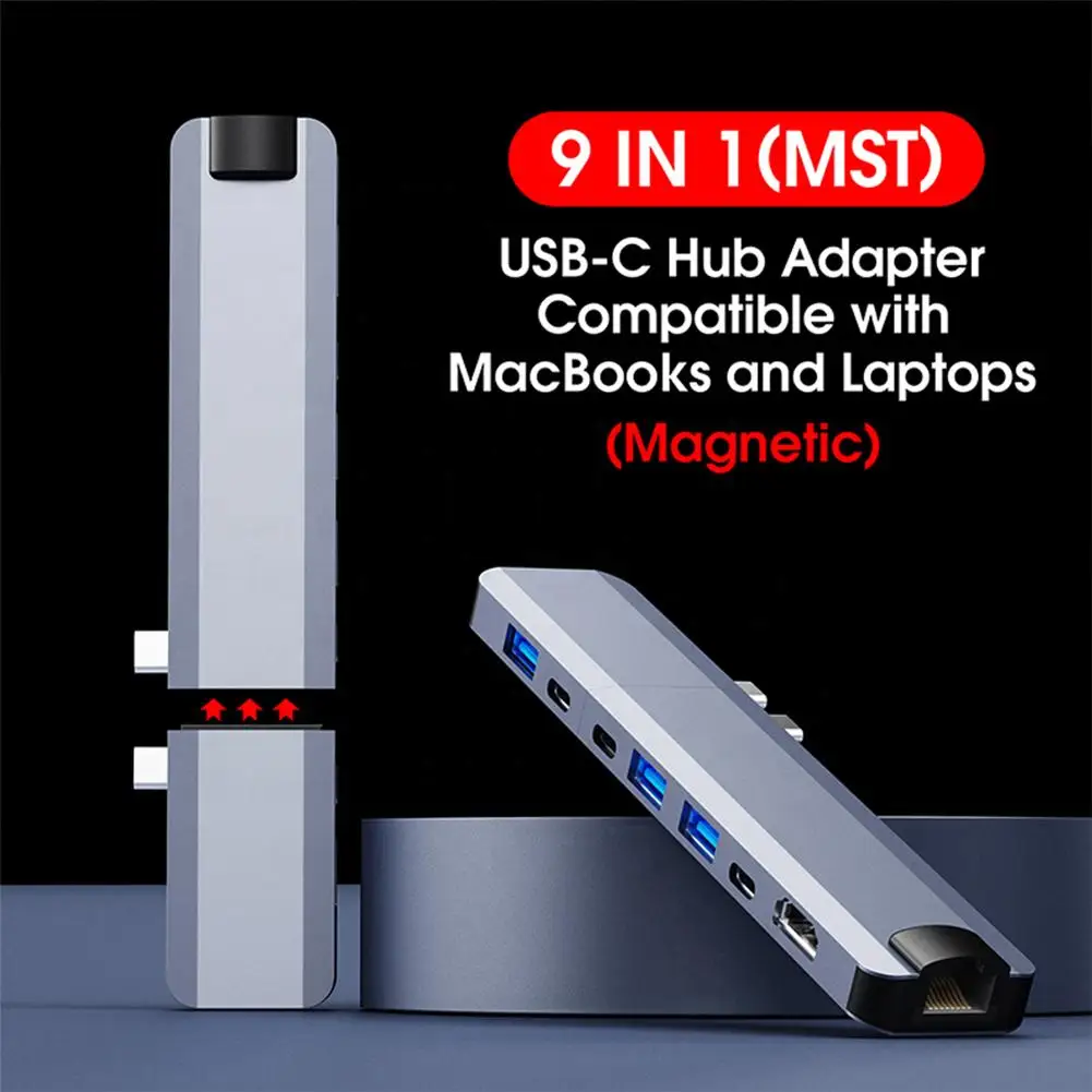

Usb-концентратор 9 в 1, совместимый с Macbook Pro Air M1, Usb 3,0, 4k, Hdmi