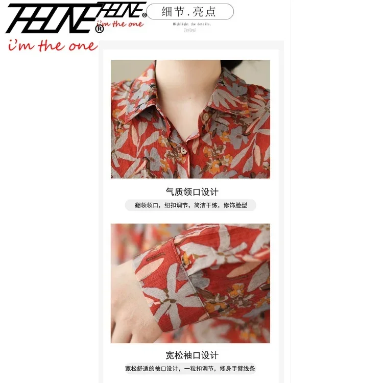 Блузка женская с длинным рукавом из хлопка и льна