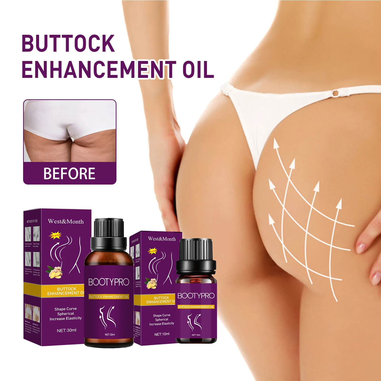 

Массажное масло для подтяжки бедер BootyLift, эфирное масло для увеличения ягодиц и ягодиц, эффективное масло для увеличения ягодиц и ягодиц, то...