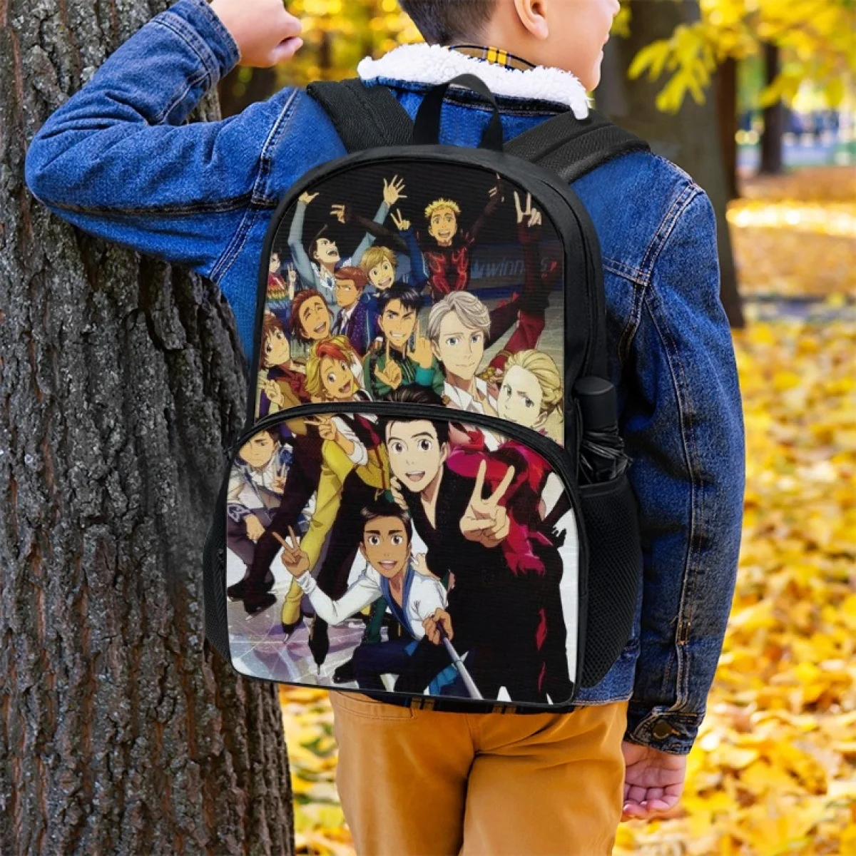 

FORUDESIGNS Yuri on Ice 17" Schoolbags Multi Pockets Teen Backpacks Storage Waterproof Students Bookbags Travel Outdoor