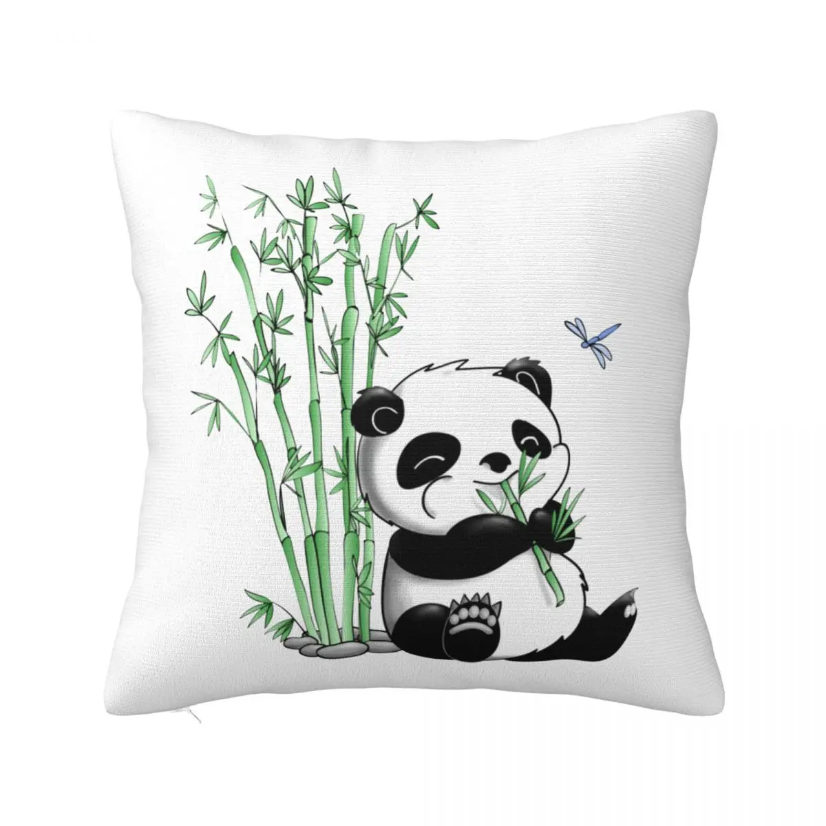 

Бамбуковая Подушка, искусственная панда, едящая бамбук, домашний декор, Наволочка на молнии, летний Винтажный чехол из полиэстера