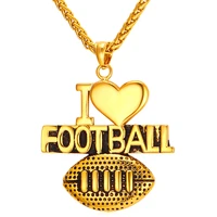 collare ball necklaces pendants gold color stainless steel bodybuilding love football necklace sport fitness men jewelry p048