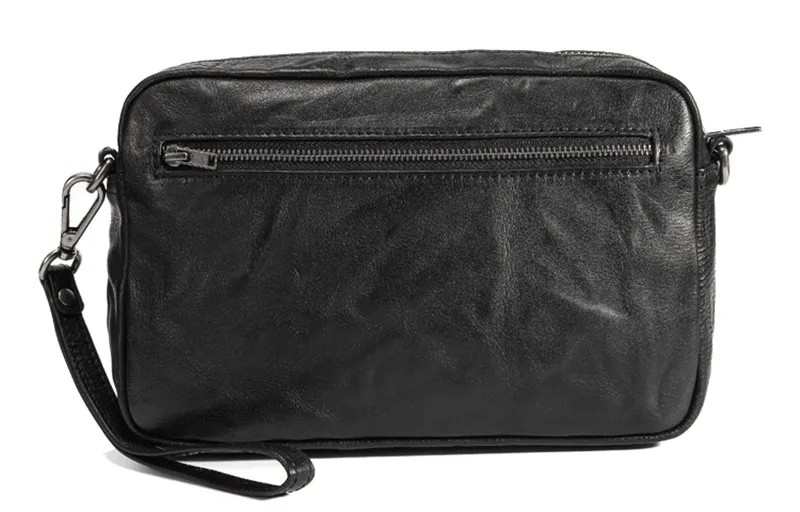 Fashion casual luxury natural genuine leather men's shoulder crossbody bag real cowhide multifunctional black clutch chest bag