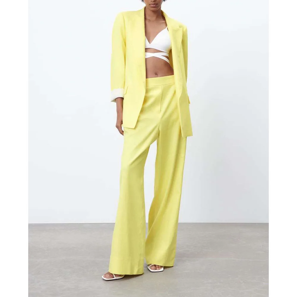 

2022 women's summer new linen casual suit jacket wide-leg pants suit temperament and leisure two-piece suit
