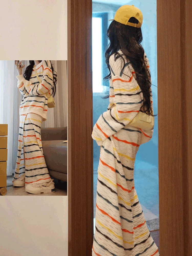 Темпераментный модный комплект больших размеров вязаный женский в красную