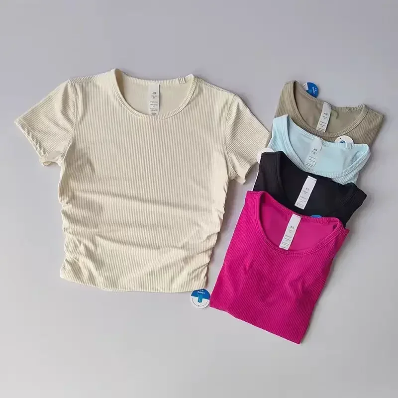 Лимонная женская спортивная футболка Alllt Takes Ribbing высокоэластичная дышащая