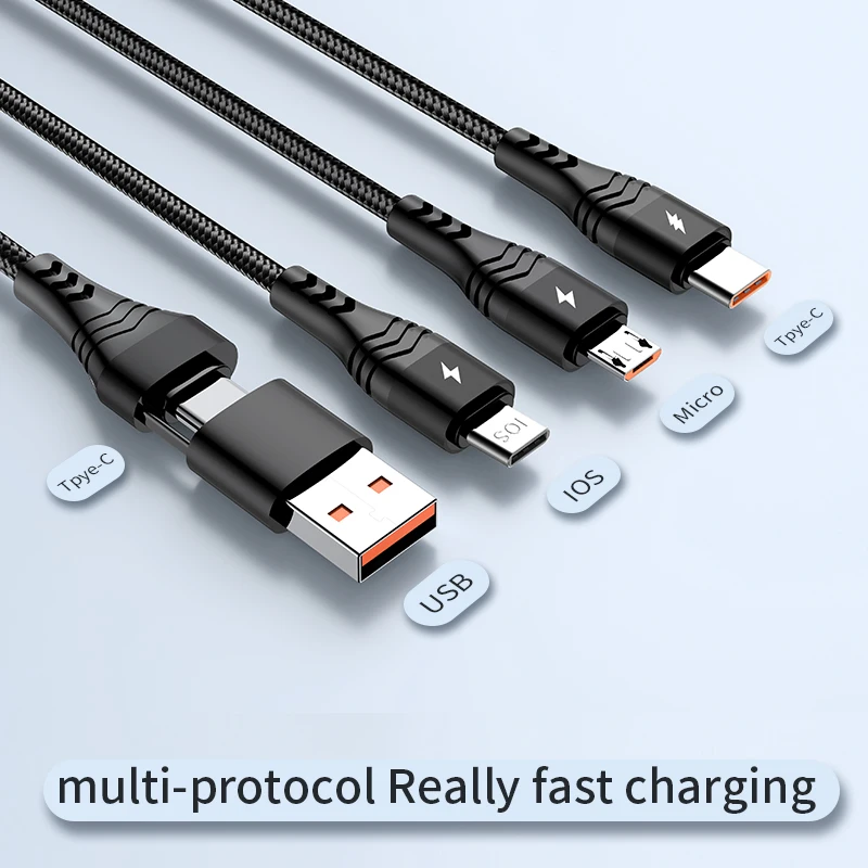 

GTWIN 5A Type C Cable For Huawei Samsung Xiaomi Fast Charging USB Cable For iPhone 11 Micro USB Charger Cable 6 in 1 Data Wire