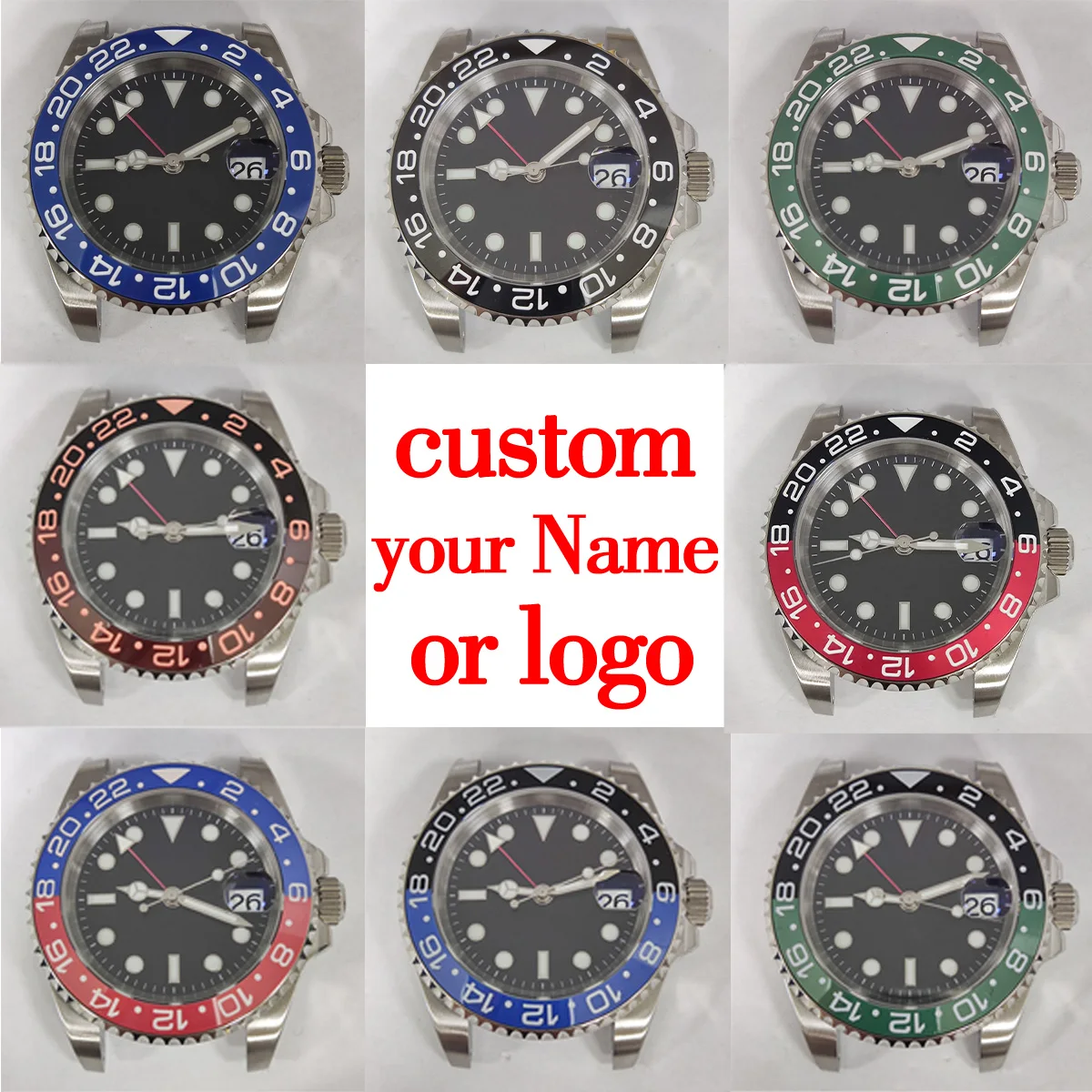 40 мм GMT nh34 чехол Пользовательский логотип сапфировое стекло nh35 для часов стрелки