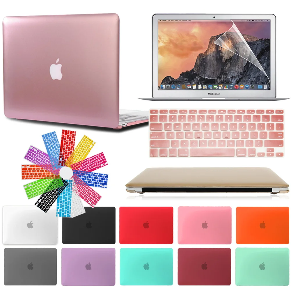 

Жесткий чехол для Apple Macbook Air 13/11 дюйма/MacBook Pro 13/16/15 дюйма, защитный чехол для ноутбука + чехол для клавиатуры + Защитная пленка для экрана