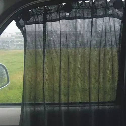 

2Pcs Car Sun Shade UV Protection Side Mesh Window Curtain with Suction Cups