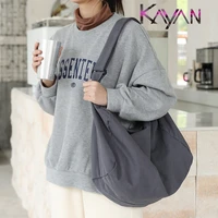 fashion solid color women canvas shoulder bag large capacity korean hobo crossbody bag shopping beach bag