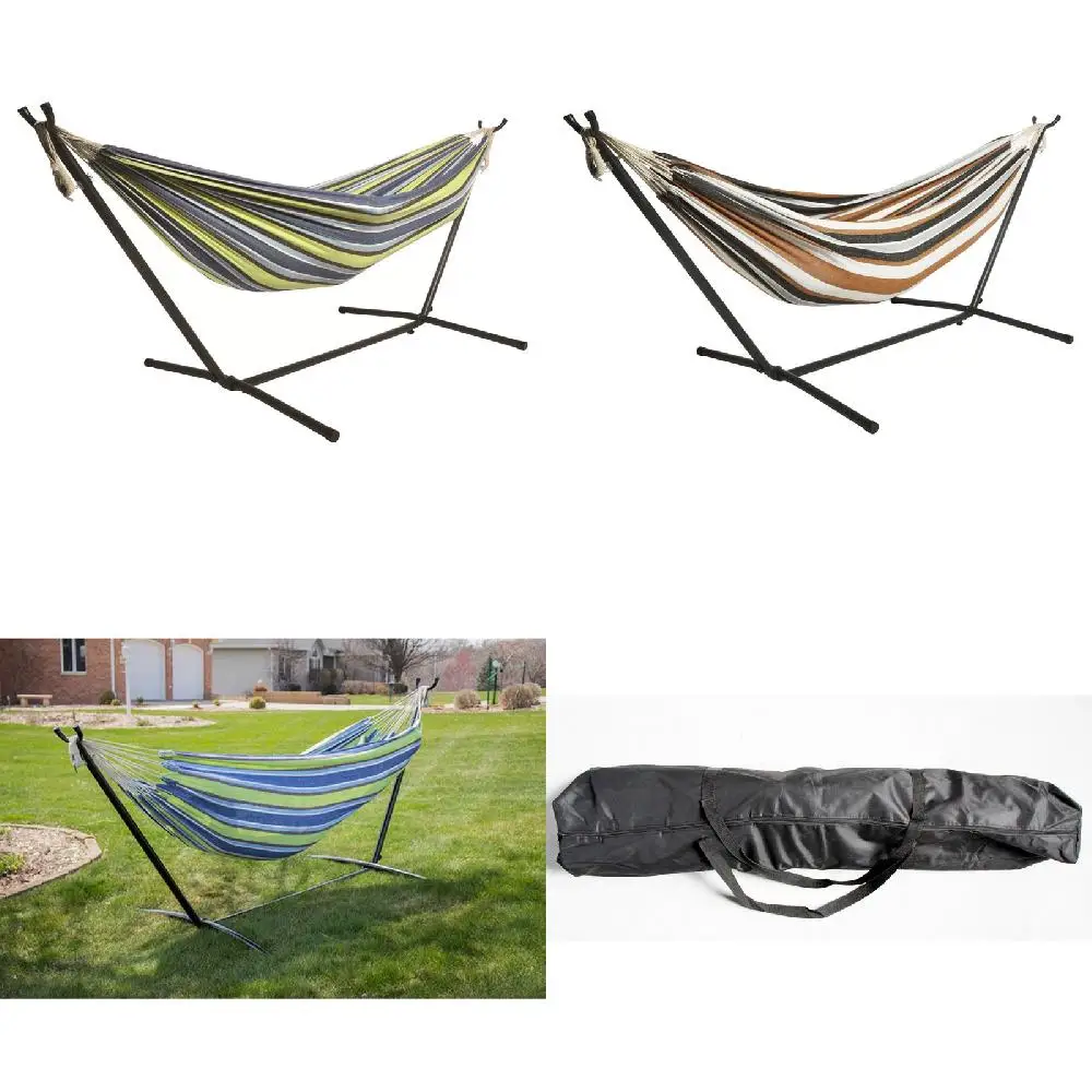 

Luxurious Saharan Nights Patterned Double Hammock Combo with Stand, Ed Camping Hanging Bed for 2, and Carry Bag – Providing Se