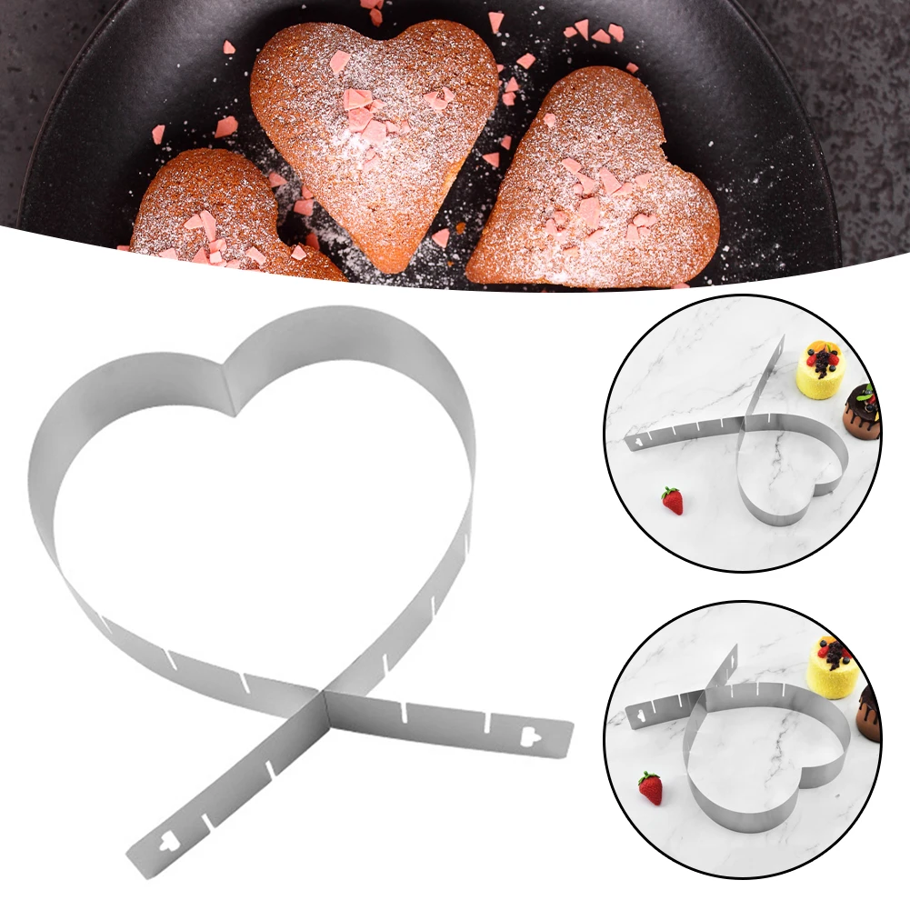 

Stainless Steel Baking Mold Mousse Ring Retractable Heart Cake Circle Cheesecake Cookie Cutter Cake Mold Baking Tools