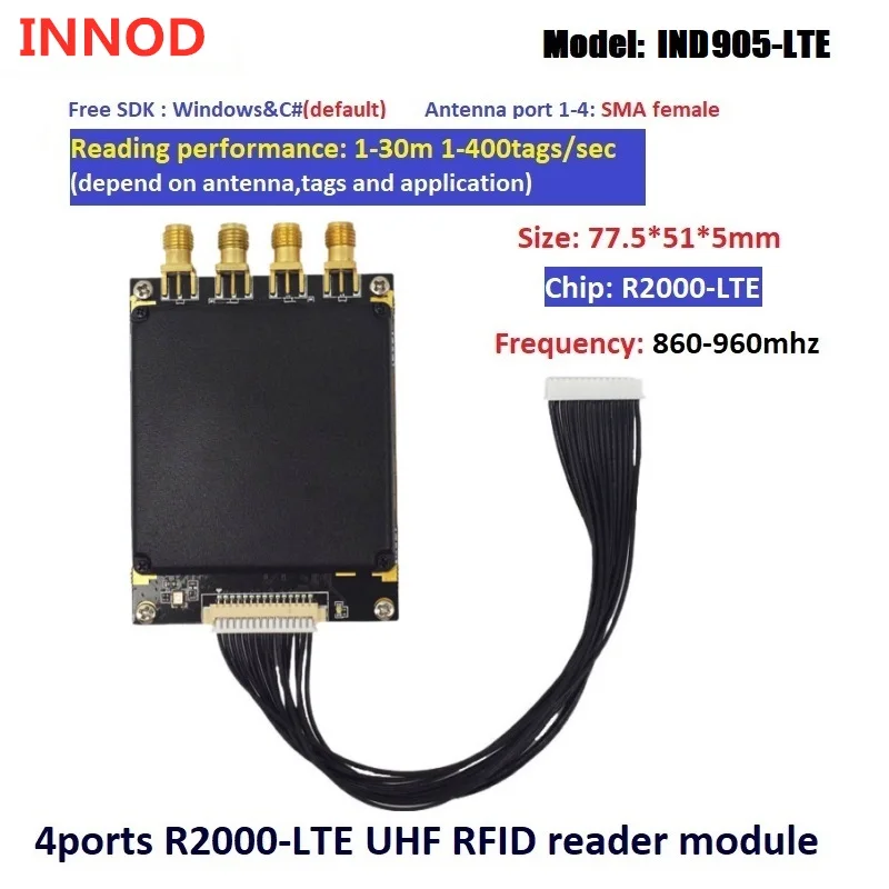 

Пассивный 4-портовый модуль считывания UHF RFID R2000-LTE чип OEM RFID-модуль UHF TTL UART интерфейс для личного посещаемости Бесплатный SDK