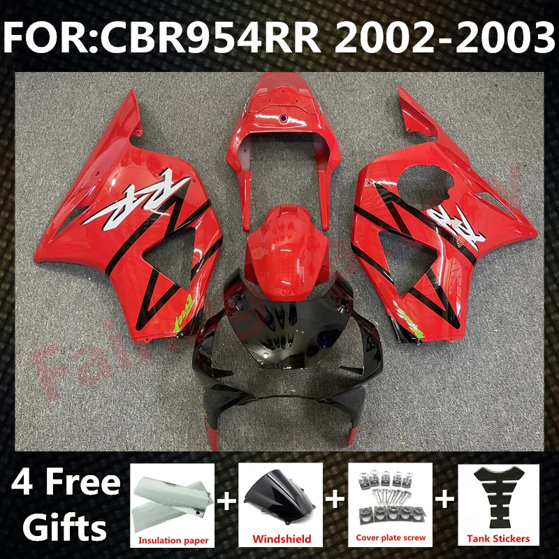 

Motorcycle Injection mold fairing kit fit For CBR 954RR 02 03 CBR954RR CBR954 RR 2002 2003 bodywork Fairings kits set red black