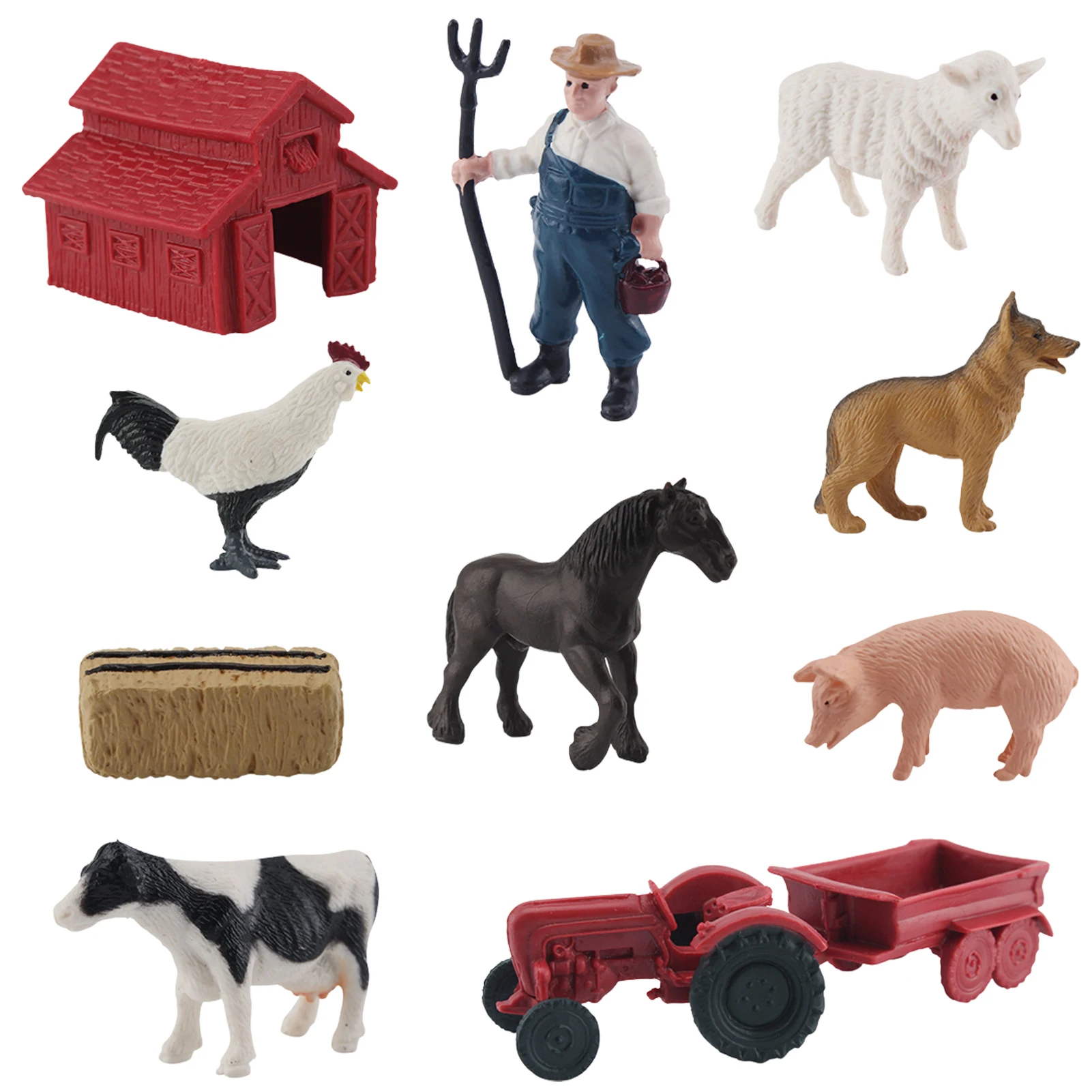 

Farm Animals Figurines Tractor Toys 10pcs Animal Toy Figurines Barnyard Animals Includes Cow Horse Chicken Pig And More