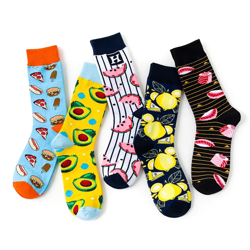 

New Trendy Brand Creative Cotton Socks Fashion Gourmet Burger Pizza Cartoon Men and Women Couple Tide Socks Calcetines Hombre