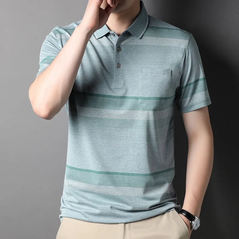 

Модная брендовая рубашка-поло для мужчин, летняя футболка с короткими рукавами, Мужская свободная повседневная одежда в Корейском стиле, ру...