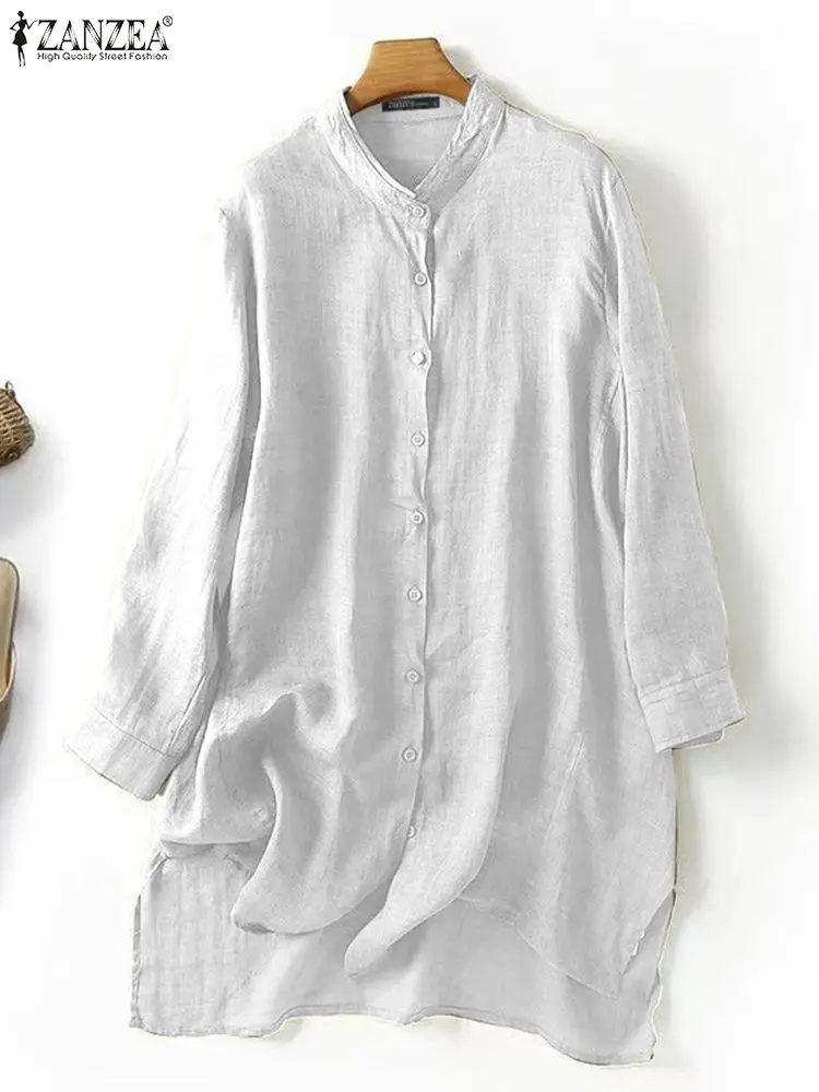 

ZANZEA Spring Casual Elegant Blusas Women Stylish Shirt Solid Color Full Sleeve Buttons Down Blouse Mujer Office OL Tops 2023