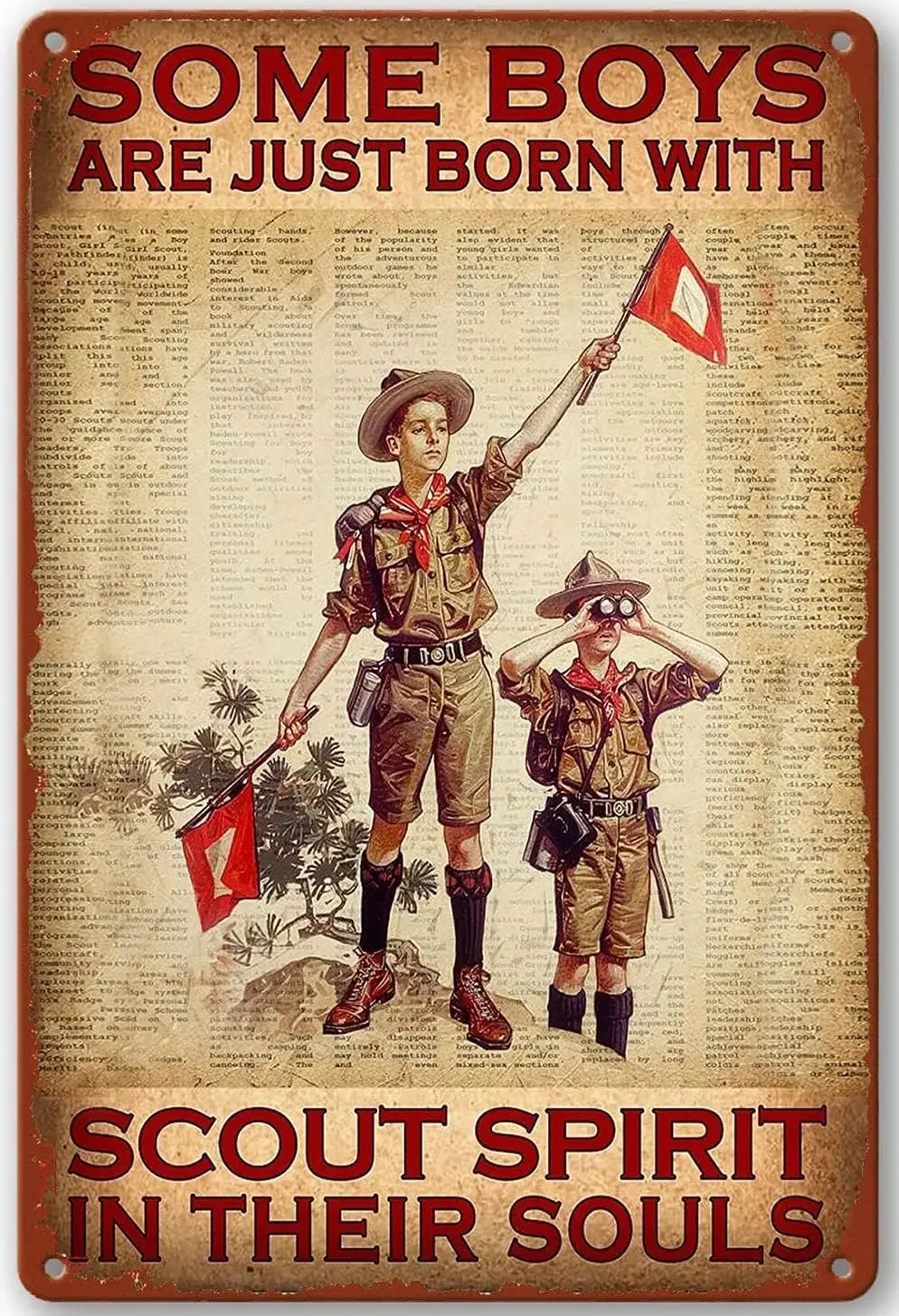 

Boy Scout Poster Metal Tin Sign,Some Boys are Just Born with Scout Spirit in Their Souls Aluminum Metal Home Poster Sign
