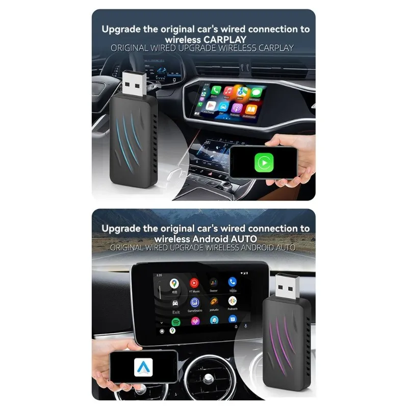 Фото Редкий беспроводной адаптер Carplay для автомобиля, конвертер для IOS/Android телефонов, навигация по картам, управление музыкой №4