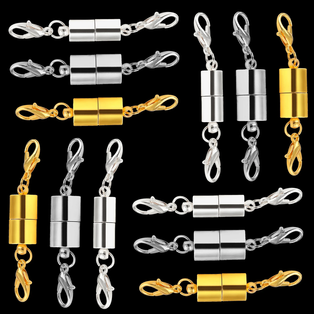 

2Set Fasteners Strong Magnetic Buckle With Lobster Clasps Leather Cord Bracelet Necklace End Clasp Connectors DIY Jewelry Making