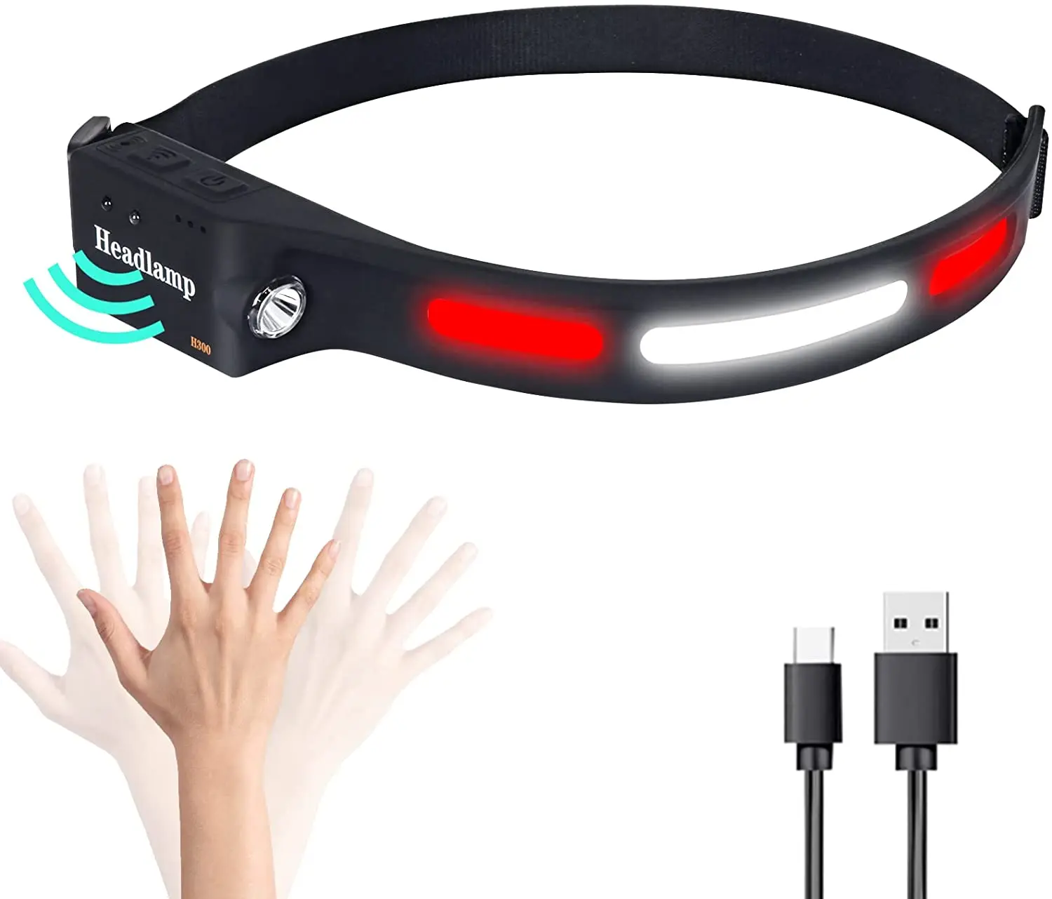 

Фонарь налобный с датчиком и встроенным аккумулятором, 5 режимов