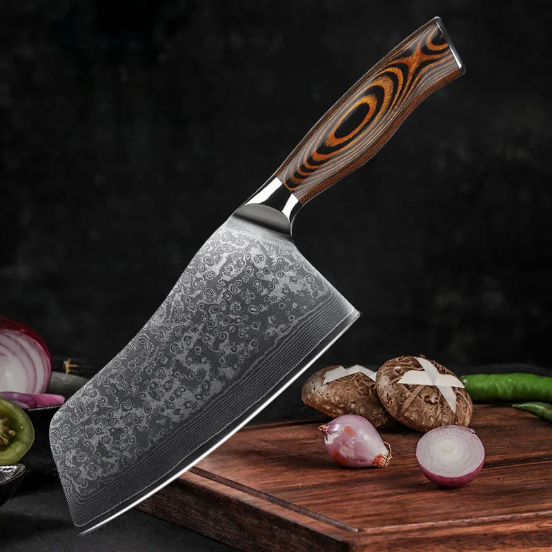 

7-дюймовый Нож для нарезки, 67 слоев, дамасская сталь VG10, Мясницкий шеф-повар накири, Профессиональные Кухонные ножи с деревянной ручкой, инструменты для готовки