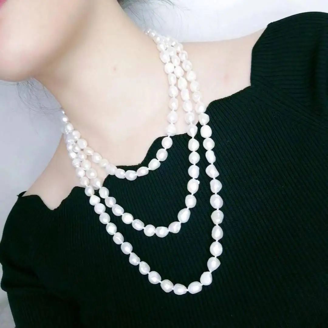 160cm Baroque Pearl Necklace Genuine Natural Freshwater Pearl Sweater Chain Long Necklace For Women Jewelry Fashion Gift 2022