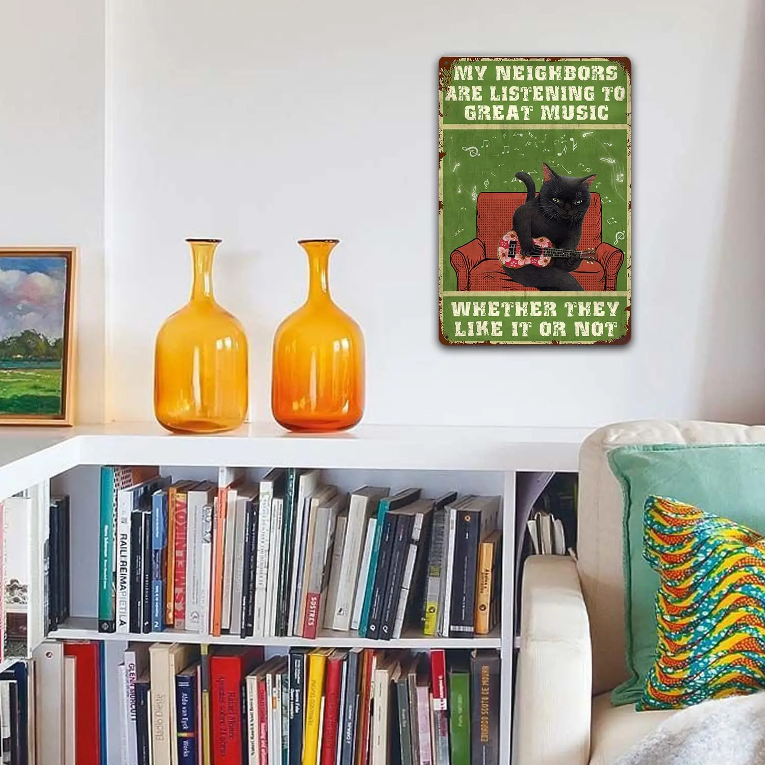 MLOVOS забавная гитара в виде кошки искусственный камень музыка жестяной знак