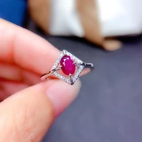 meibapj high quality natural ruby gemstone fashion square ring for women real 925 sterling silver fine jewelry