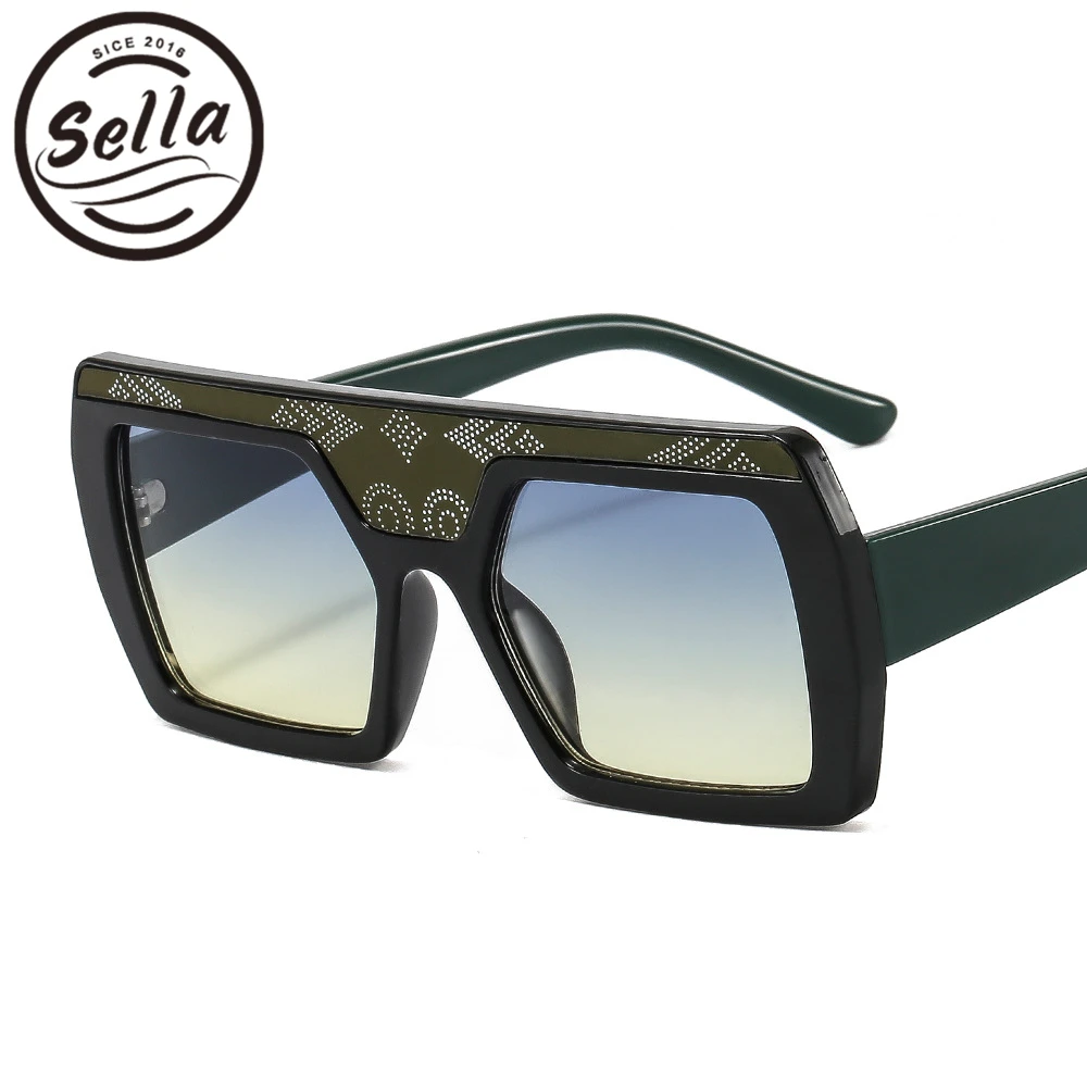 

Женские и мужские большие квадратные солнцезащитные очки Sella, брендовые дизайнерские трендовые очки с градиентными линзами, Летние Стильны...