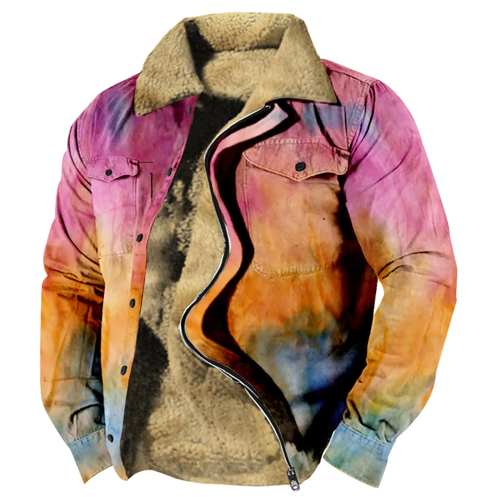 

Thick Plush Jacket Mens Fashion Print Plus Velvet Thick Coat Jacket Big Comfy Sweaters Men Mens Hooded Warm Coat Winter Jacket
