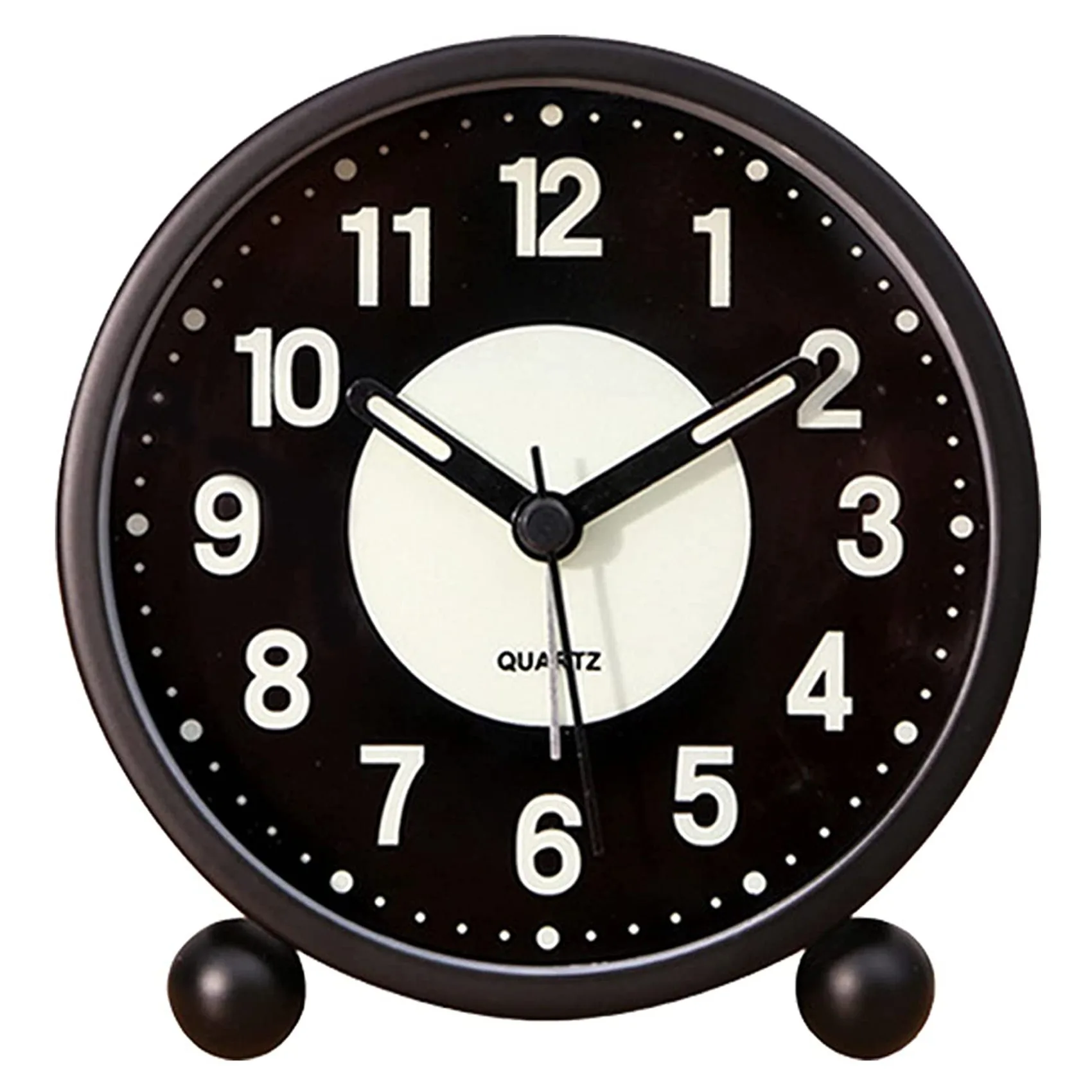 Luminous 4 Inchround Silent Analog Table Clock Non-ticking B