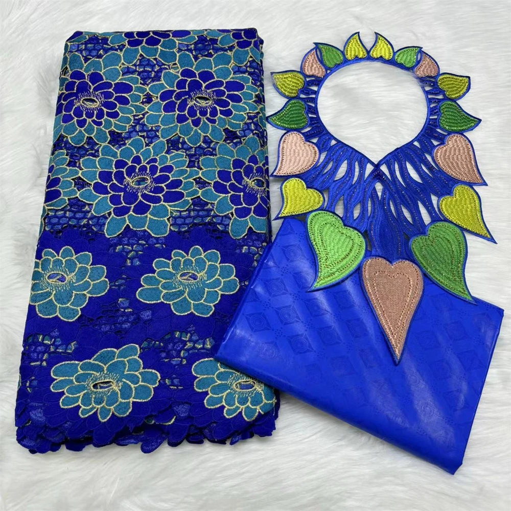 2 5 ярдов африканская кружевная ткань и простой базин шея комплект из 3 предметов