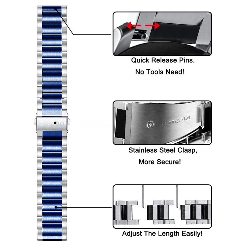 20 22 Stainless Steel Wrist Strap for Huami Amazfit GTR 42mm 47mm Watch Metal Band for Amazfit Watch Bracelet Accessories Bands