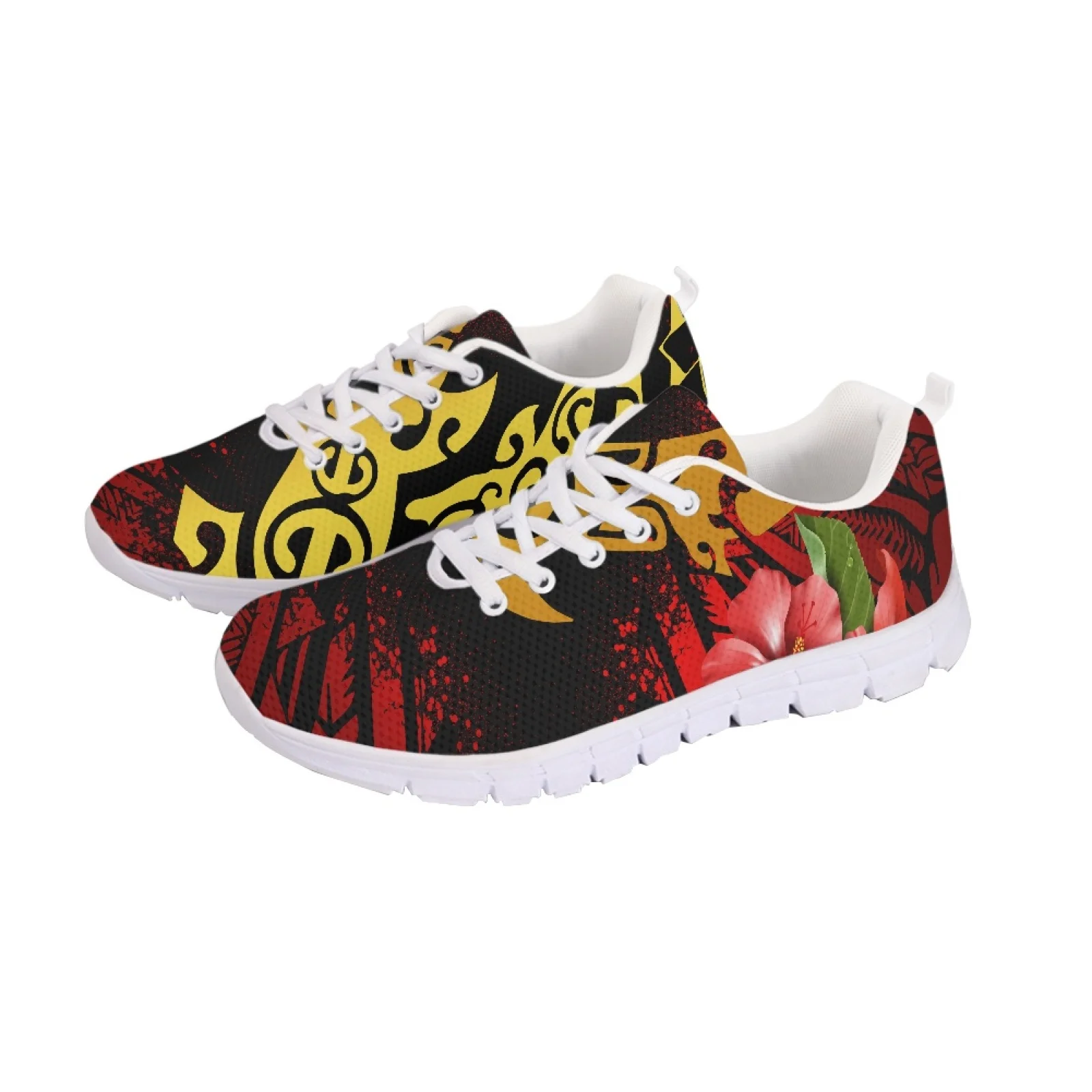

Polynesian Tribal Pohnpei Totem Tattoo Prints Unisex Sneakers Soft Bottom Casual Comfort Breathable Lace-up Mesh Running Shoes
