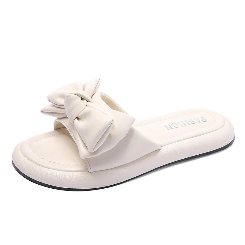 

Slippers Casual Med Shoes Slipers Women Butterfly-Knot Slides Platform Luxury 2022 Flat PU Butterfly-knot Basic Rubber Butterfly