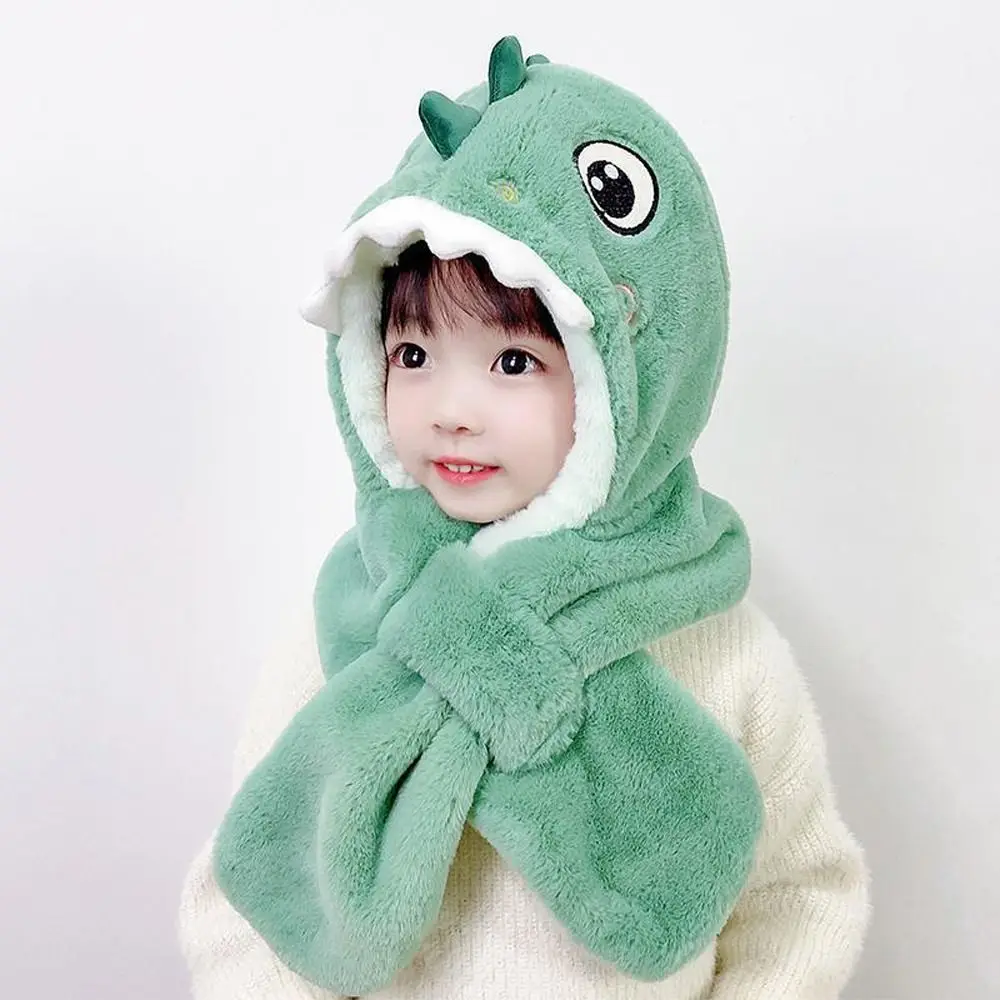 

Cute Scarf Integrated Cap Pullover Hat Hat Scarf Set Ear-flap Cold-proof Plush Bonnet Winter Cap Bomber Hat Baby Hat